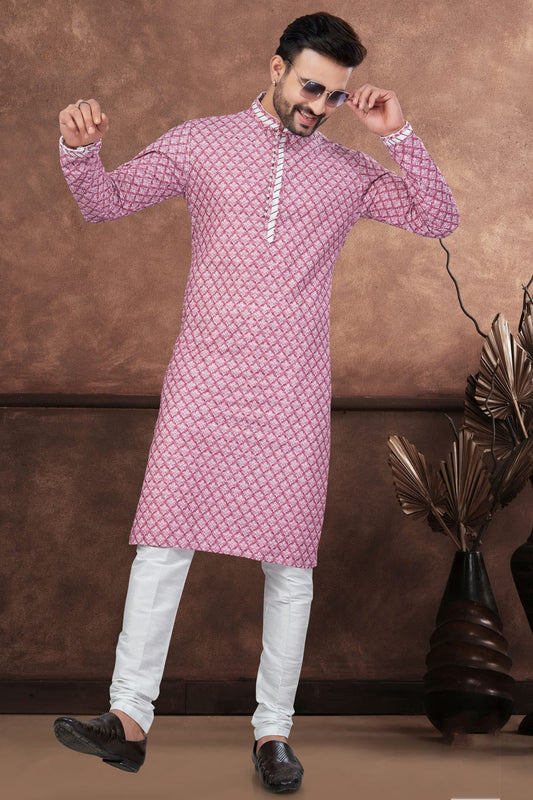 Pink Soft Rayon Kurta Pajama NCKP10410115
