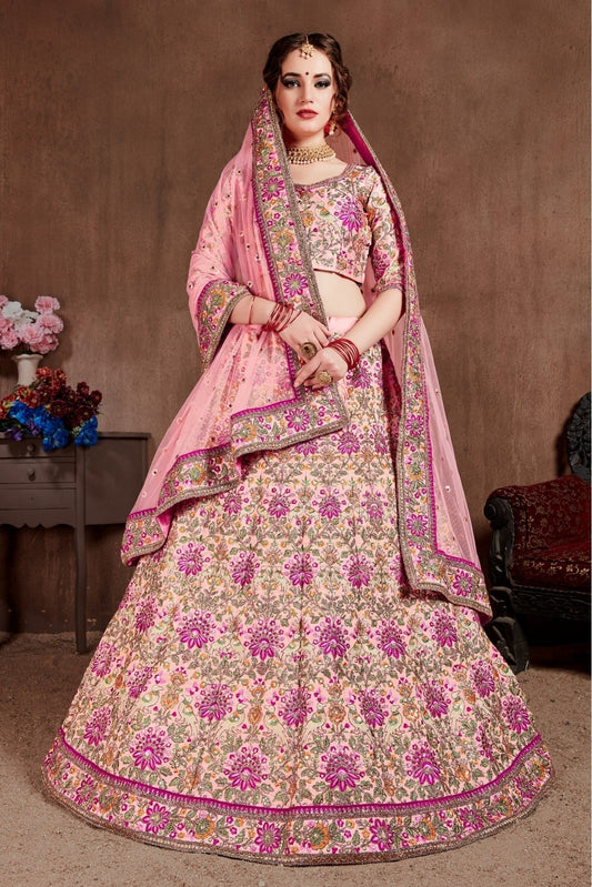 Pink Taffeta Silk Lehenga Choli NCLC10110267