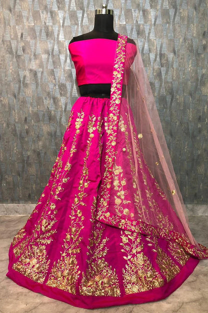 Pink Taffeta Silk Lehenga Choli NCLC10210101