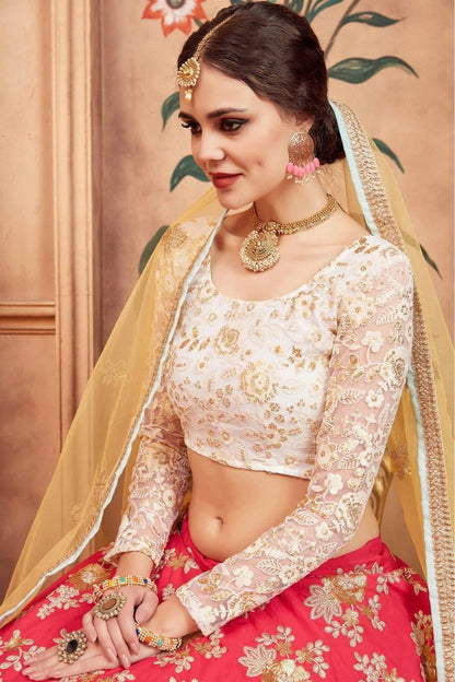 Pink Taffeta Silk Sequins Lehenga Choli NCLC10810531