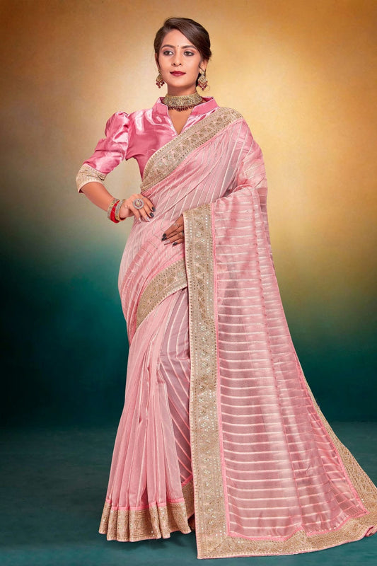Pink Tissue Designer Saree NCLC11210342