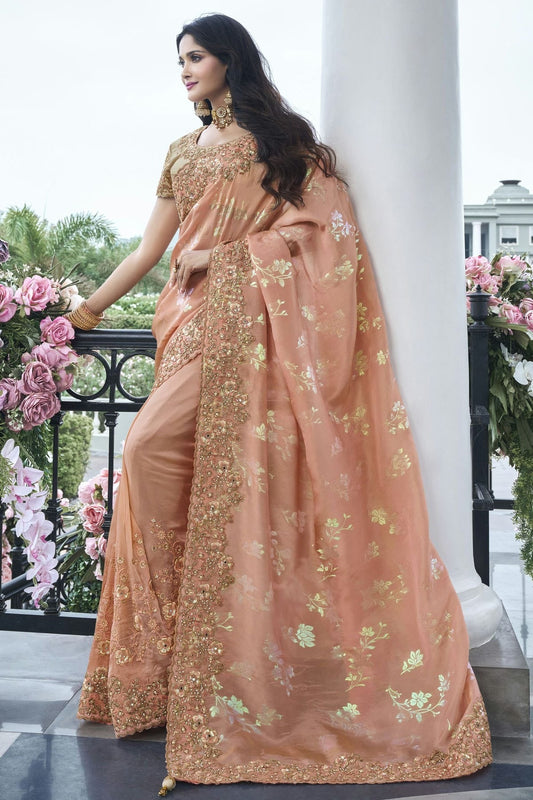 Pink Tissue Silk Designer Saree NCSD11112203