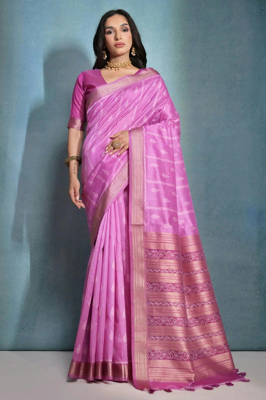 Pink Tussar Silk Saree NCSD11112512