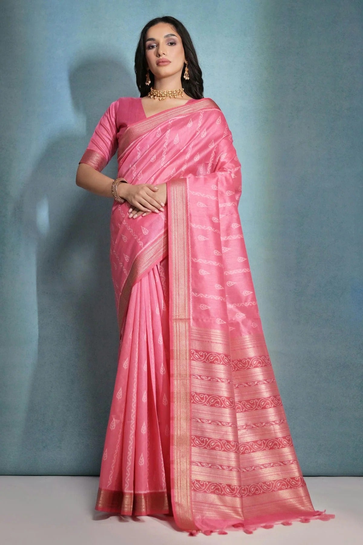 Pink Tussar Silk Saree NCSD11112515
