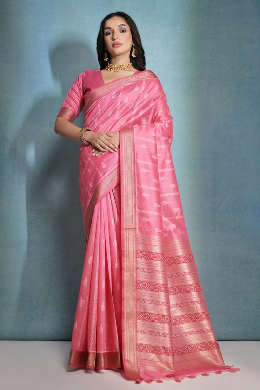 Pink Tussar Silk Saree NCSD11112515