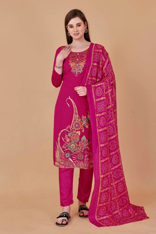 Pink Unstitched Banarasi Jacquard Straight Suit NCUS11610320