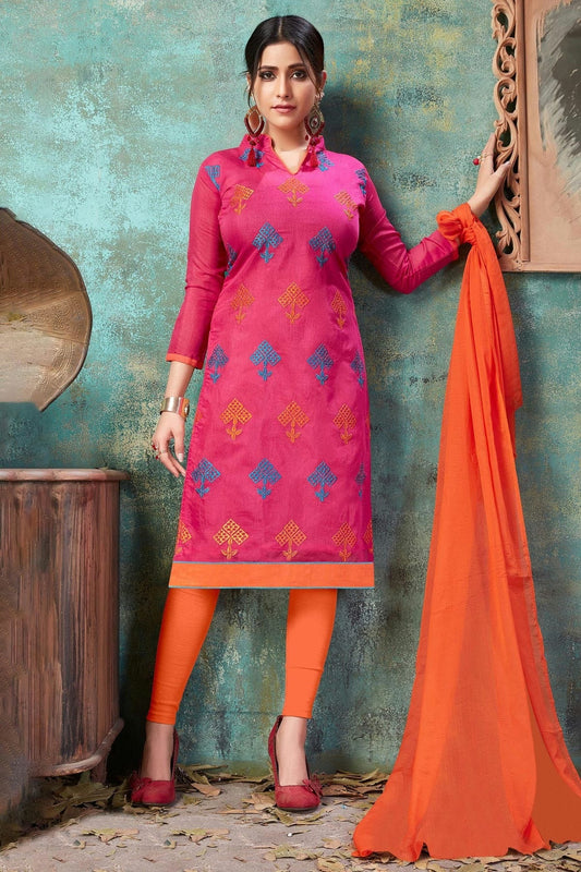 Pink Unstitched Chanderi Cotton Straight Suit NCUS11610207