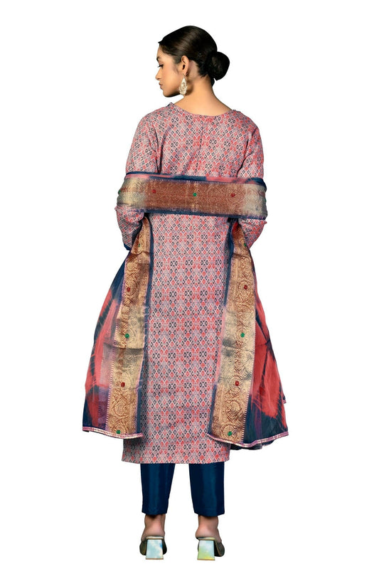 Pink Unstitched Cotton Straight Suit NCUS11610339