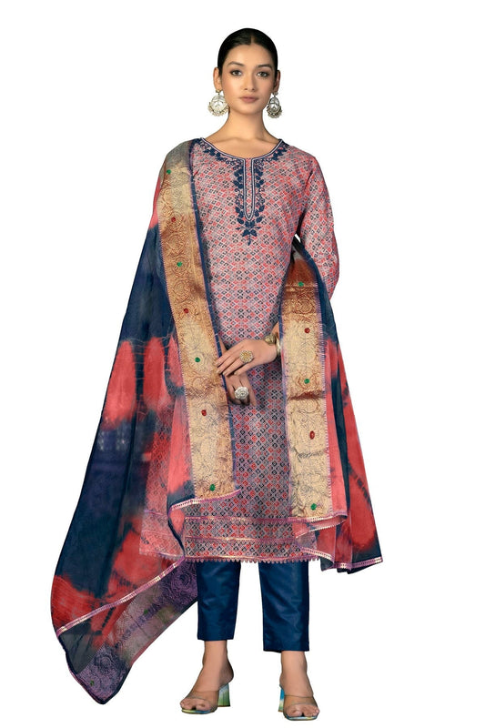 Pink Unstitched Cotton Straight Suit NCUS11610339