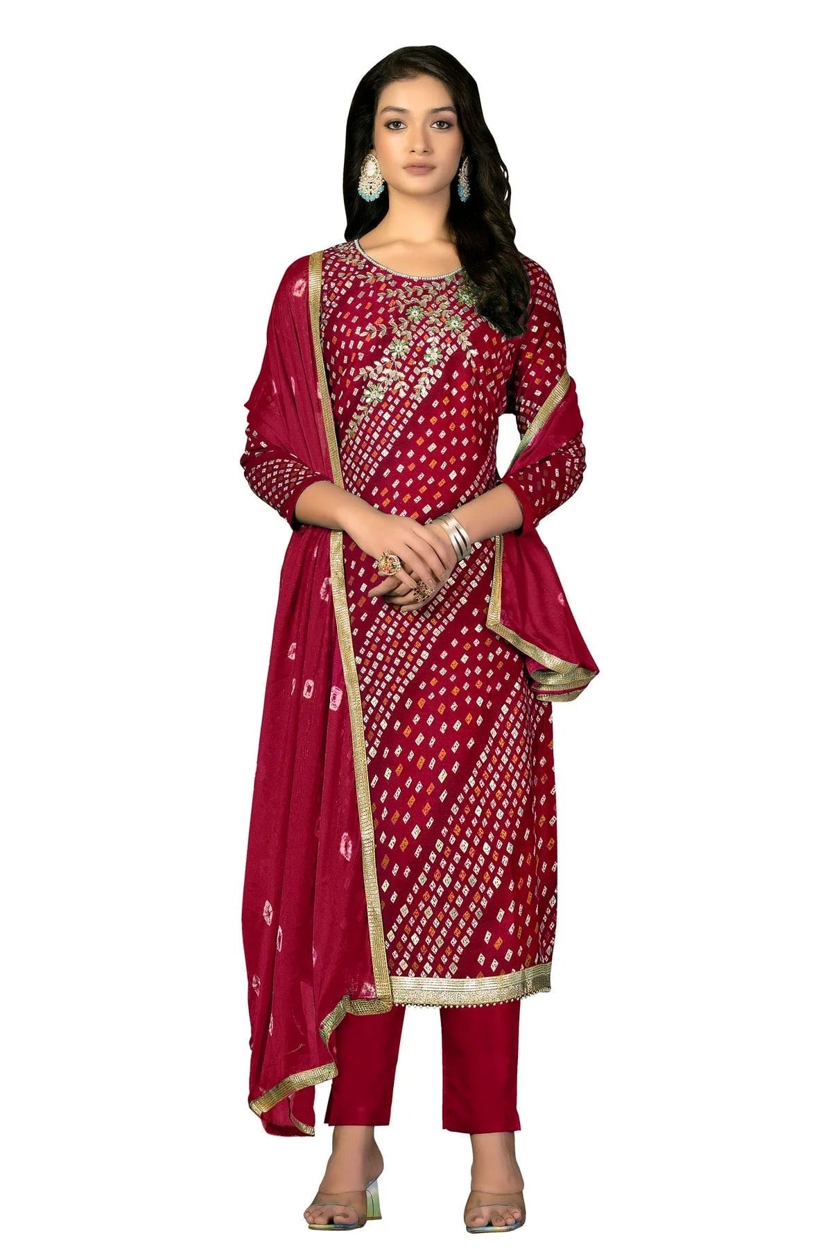 Pink Unstitched Jam Cotton Straight Suit NCUS11610342