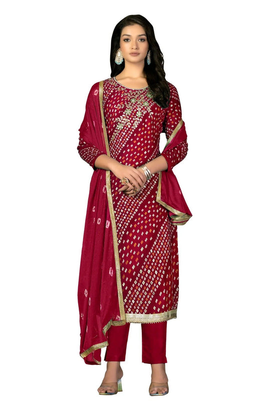 Pink Unstitched Jam Cotton Straight Suit NCUS11610342