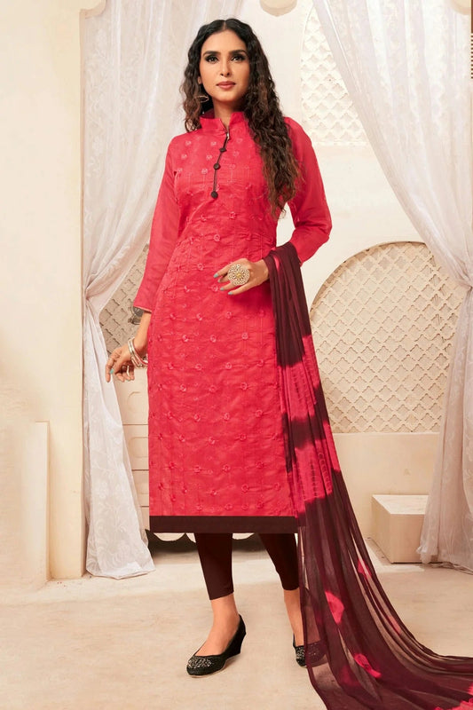 Pink Unstitched Modal Silk Straight Suit NCUS11610235
