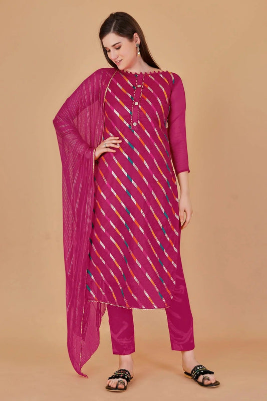 Pink Unstitched Organza Jacquard Straight Suit NCUS11610300