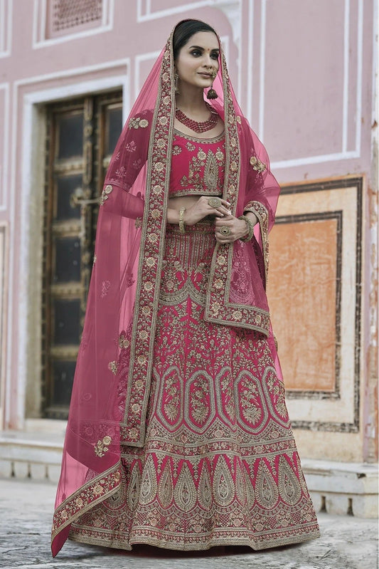 Pink Velvet Hand Lehenga Choli NCLC10810388