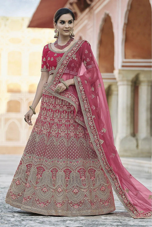 Pink Velvet Hand Lehenga Choli NCLC10810391