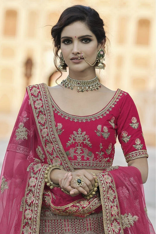 Pink Velvet Hand Lehenga Choli NCLC10810393