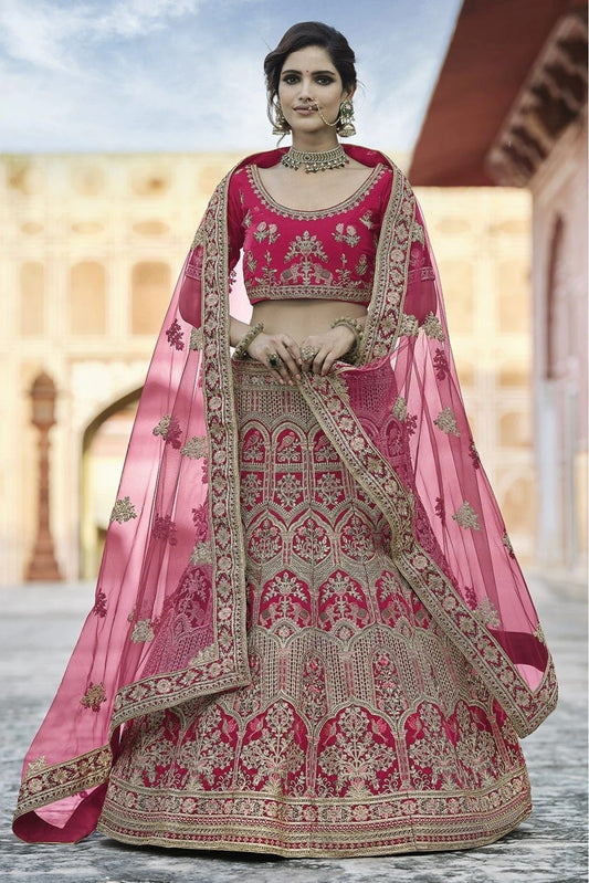 Pink Velvet Hand Lehenga Choli NCLC10810393