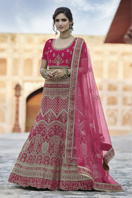 Pink Velvet Hand Lehenga Choli NCLC10810397