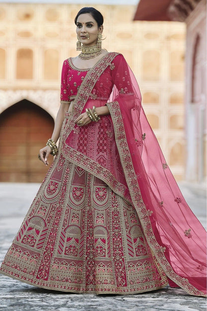 Pink Velvet Hand Lehenga Choli NCLC10810398