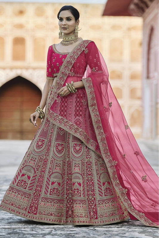 Pink Velvet Hand Lehenga Choli NCLC10810398