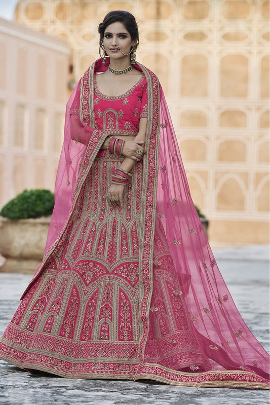 Pink Velvet Hand Lehenga Choli NCLC10810400
