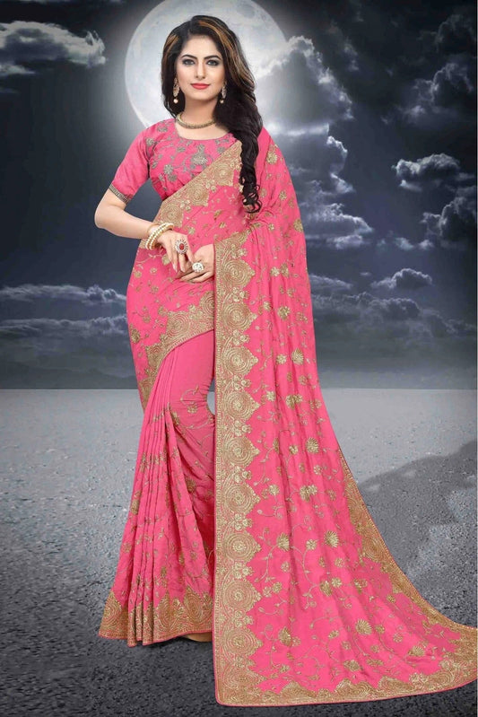 Pink Vichitra Silk Designer Saree NCSD10910523