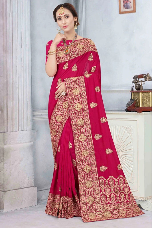 Pink Vichitra Silk Designer Saree NCSD10910570
