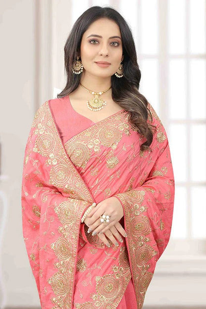 Pink Vichitra Silk Designer Saree NCSD10910775