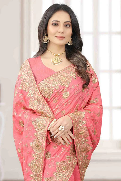 Pink Vichitra Silk Designer Saree NCSD10910775
