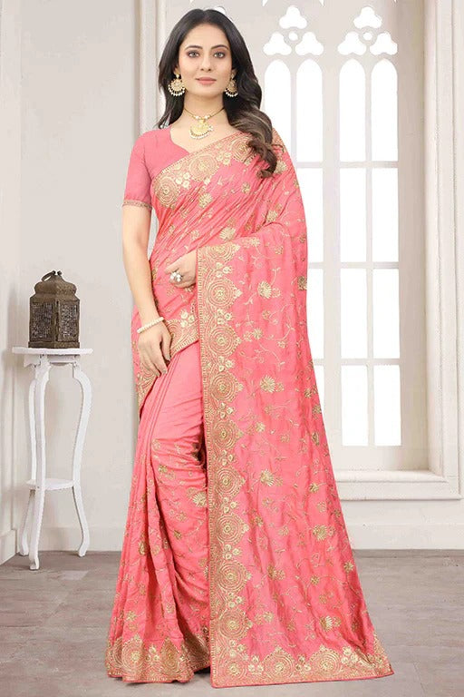Pink Vichitra Silk Designer Saree NCSD10910775