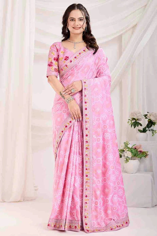 Pink Vichitra Silk Designer Saree NCSD11110968