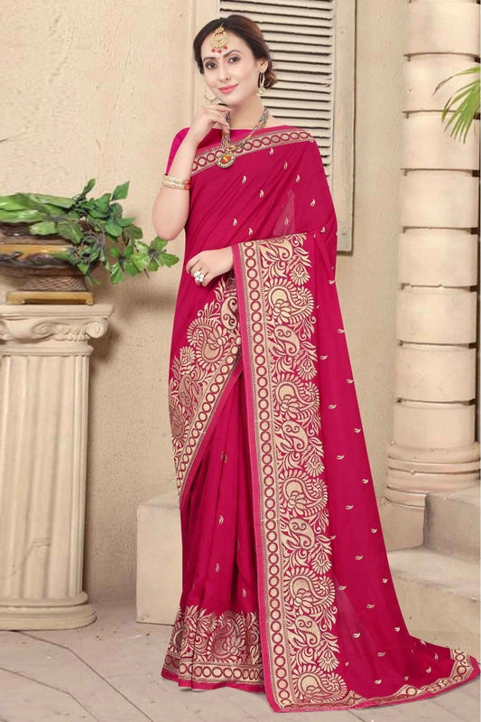 Pink Vichitra Silk Designer Saree NCSD11210731