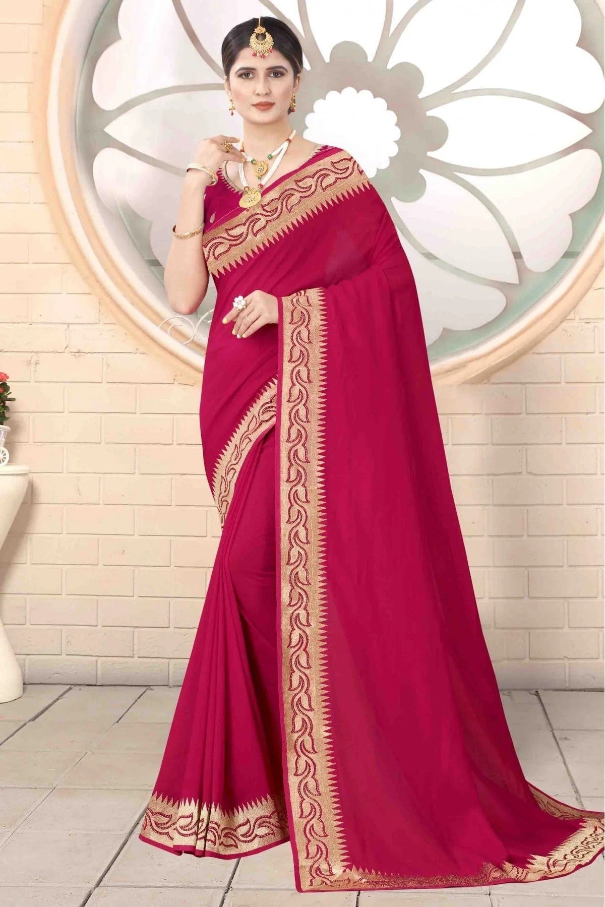 Pink Vichitra Silk Designer Saree NCSD11210773