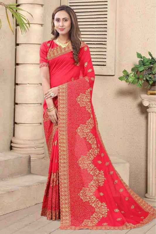 Pink Vichitra Silk Embroidery Saree NCSD11210735