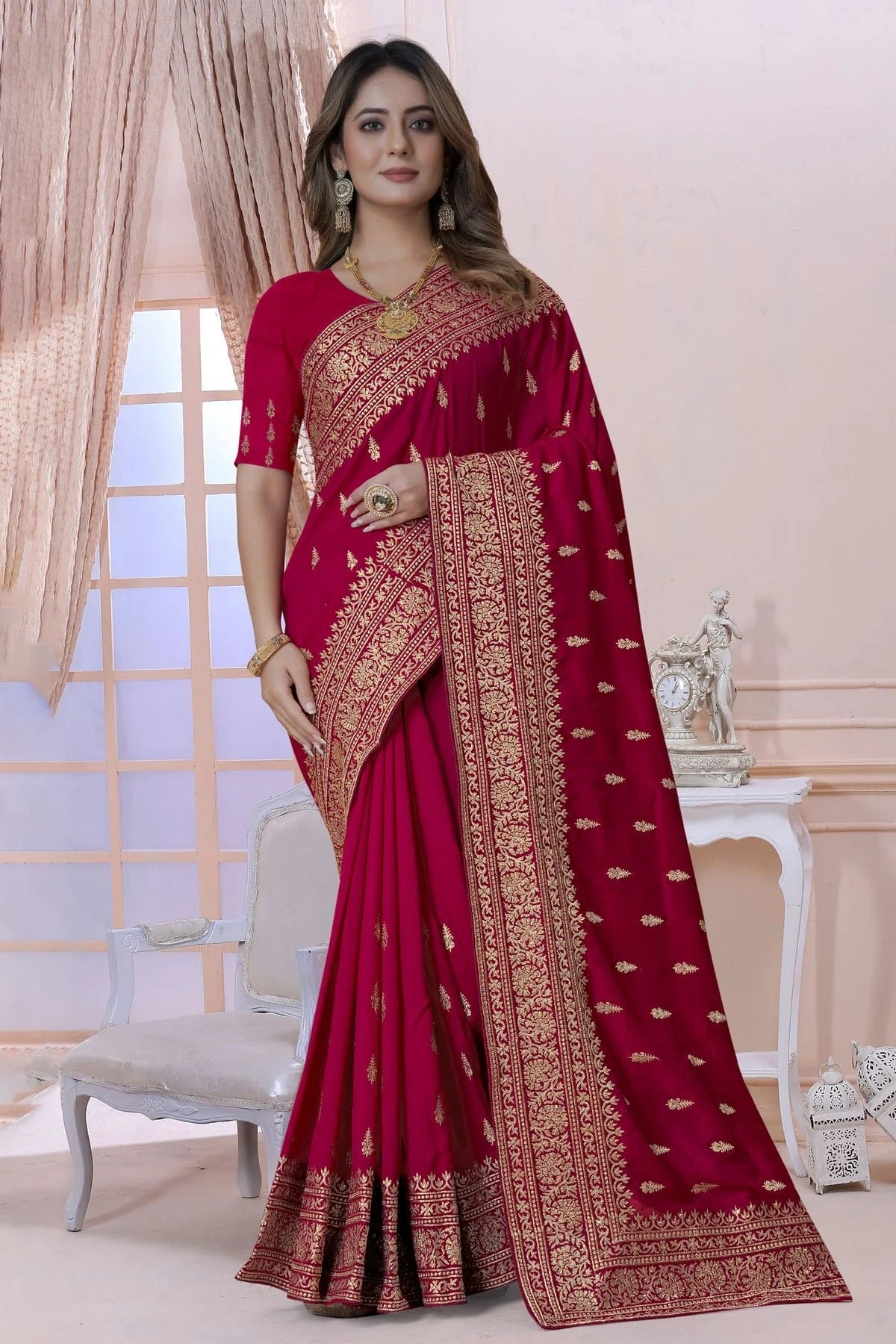 Pink Vichitra Silk Saree NCSD10910322