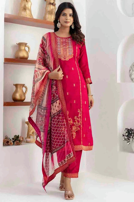Pink Viscose Silk Woven Pant Style Suit NCSS11110348