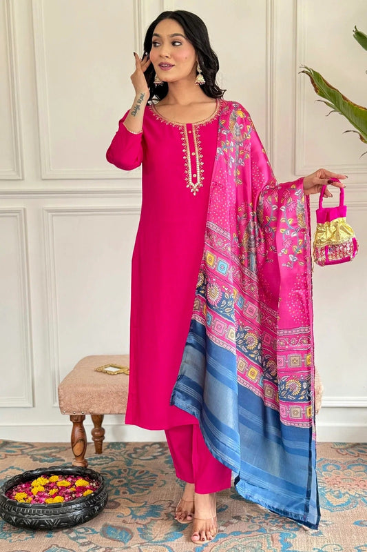 Pink Viscose Stitched Salwar Suit NCSS11111570