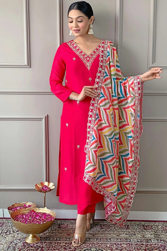 Pink Viscose Stitched Salwar Suit NCSS11111613