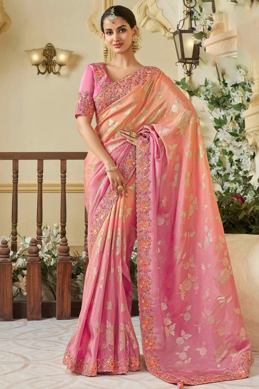Pink Viscose Tissue Designer Saree NCSD11111734