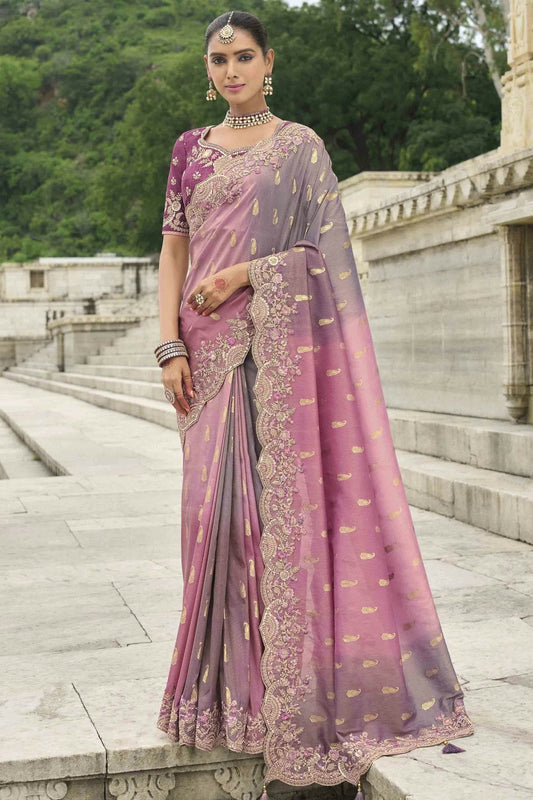 Pink Viscose Tissue Silk Designer Saree NCSD11111135