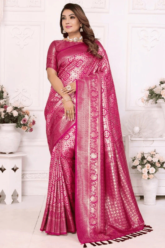 Pink Woven Banarasi Silk Traditional Saree NCSD12510190