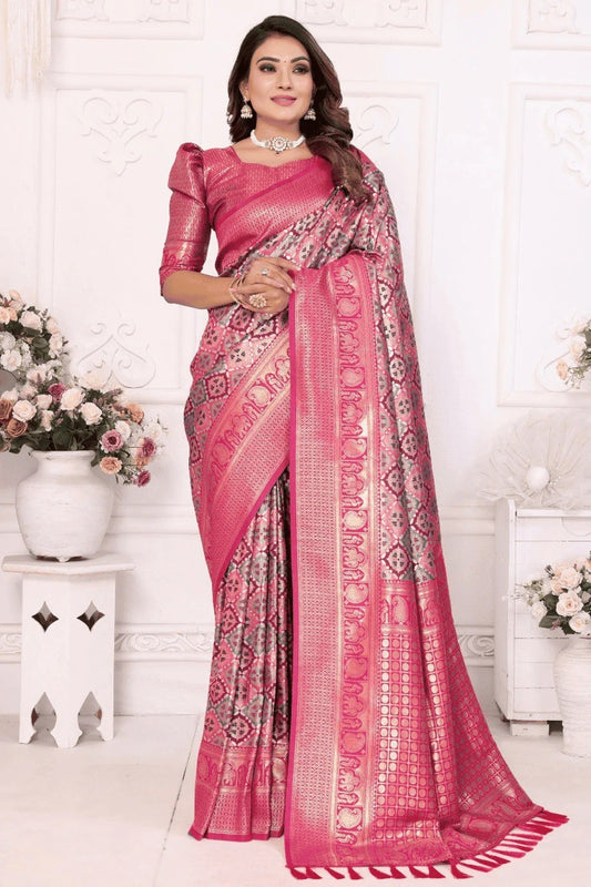 Pink Woven Banarasi Silk Traditional Saree NCSD12510192