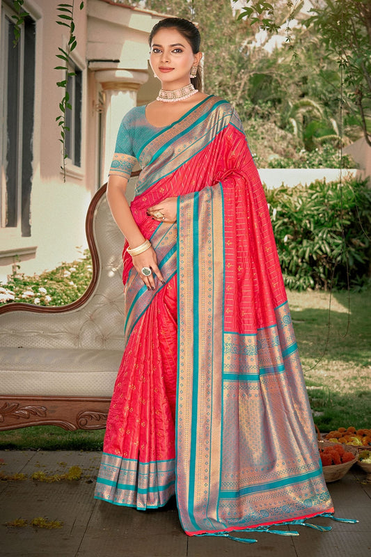 Pink Woven Silk Saree NCSD11010474