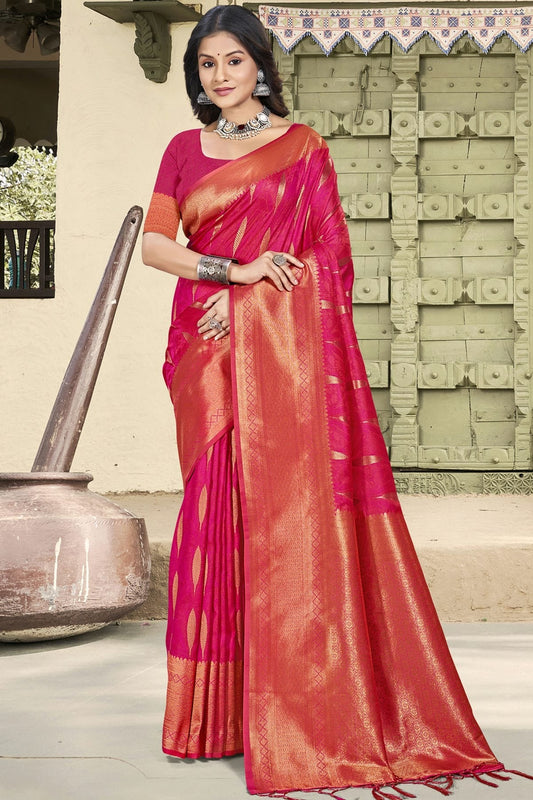 Pink Woven Silk Traditional Saree NCSD11010155