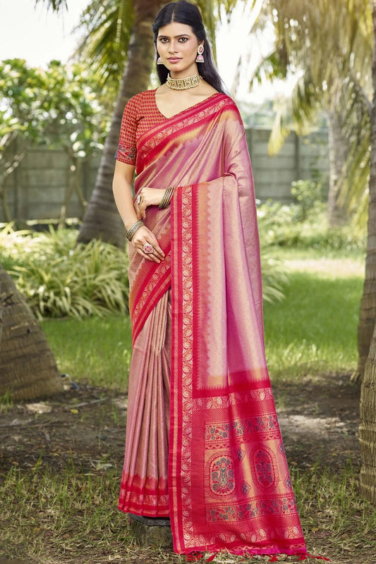 Pink Woven Silk Traditional Saree NCSD11010211