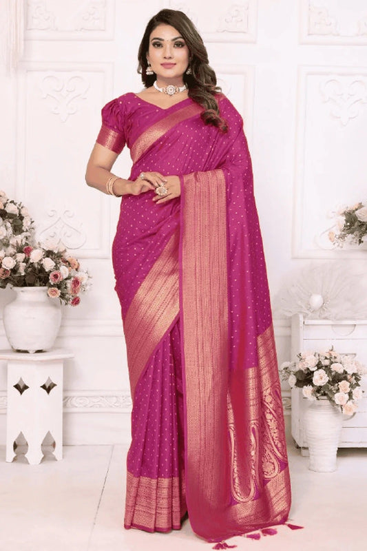 Pink Woven Soft Silk Traditional Saree NCSD12510152