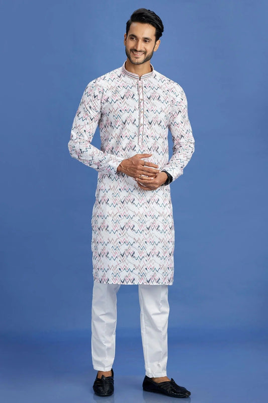 Pink and Blue Cotton Pintex Kurta Pajama NCKP12310223