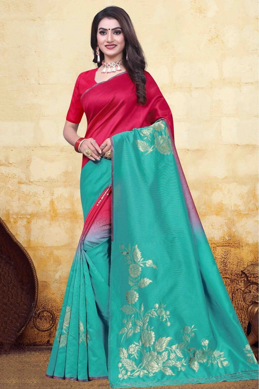Pink and Green Banarasi Art Silk Traditional Saree NCSD11210783