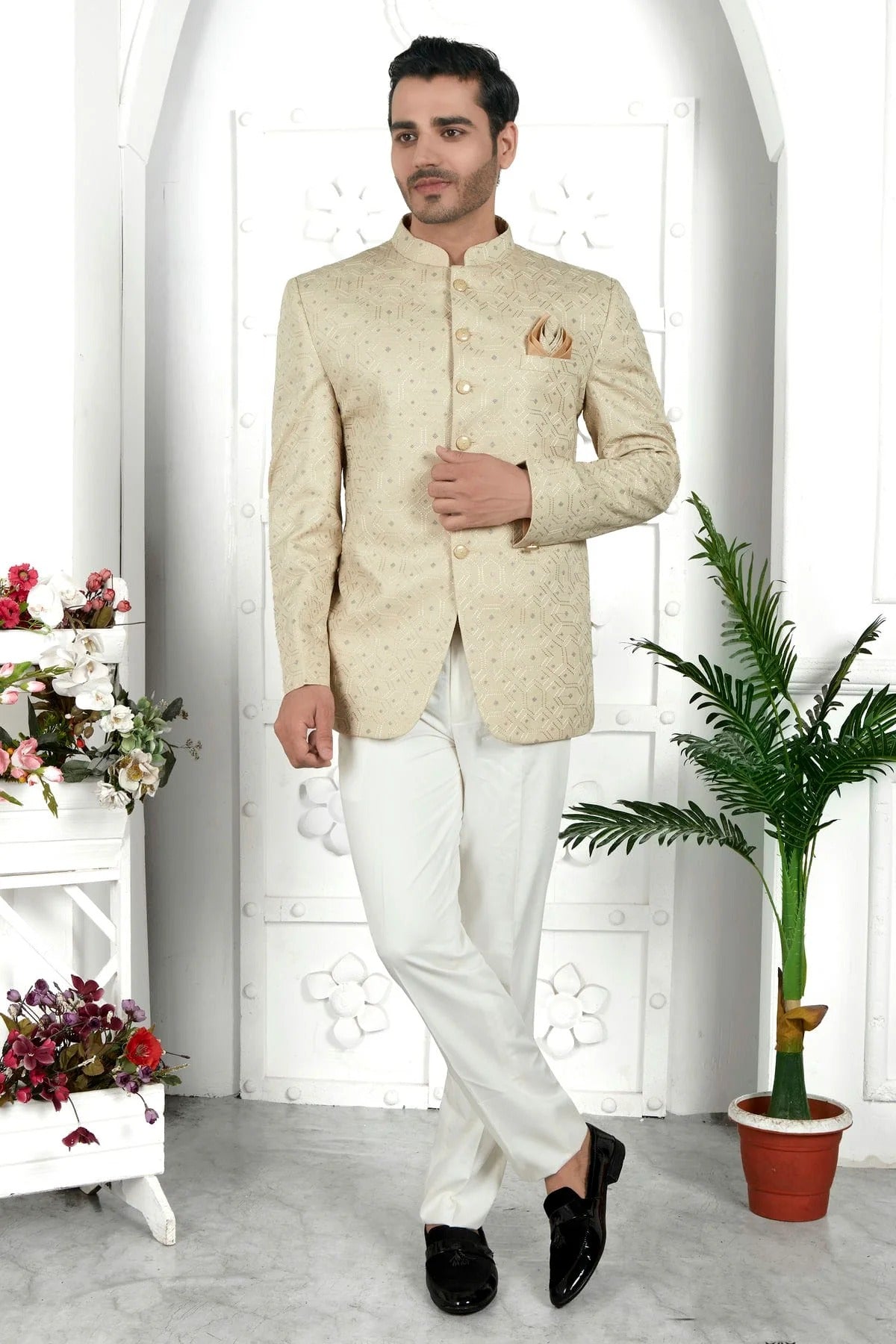 Pista Green Art Silk Jodhpuri Jacket  NCJP12310266