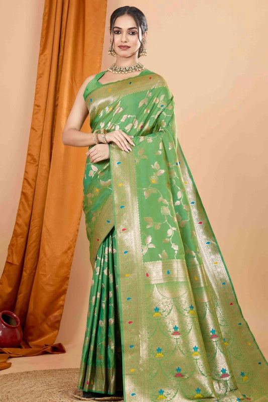 Pista Green Banarasi Silk Woven Traditional Saree NCSD11110461
